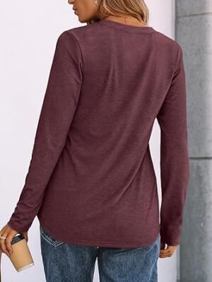 AUTOMET Women Long Sleeve Shirts 2025 Fall Henley Dressy Casual Tops Trendy Blouses Cute TShirts Outfits Clothes