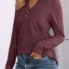 AUTOMET Women Long Sleeve Shirts 2025 Fall Henley Dressy Casual Tops Trendy Blouses Cute TShirts Outfits Clothes