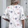 Zeagoo Womens Tops Casual V Neck Shirts Floral Solid Blouse Ruffle Tunics 34 Sleeve Tshirt SXXL