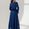 Embroidered Patchwork Chiffon Long Sleeve Flared Dress