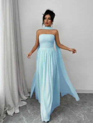 Women's Elegant Party Solid Strapless Dress