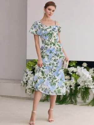 PREMIUM MULBERRY SILK FLORAL PRINT DRESS