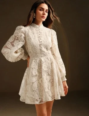 Women's Spring Outfit, Valentine's Day Dress, Stand Collar